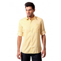 John Players Men Yellow Check Shirt