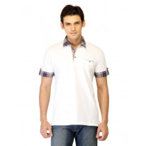 United Colors of Benetton Men Solid White Polo T-shirts