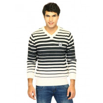 Scullers Men Stripes White Sweaters