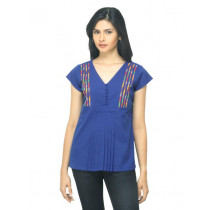 Fabindia Women Blue Cambric Top