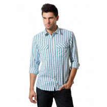 John Players Men Blue Check Shirt
