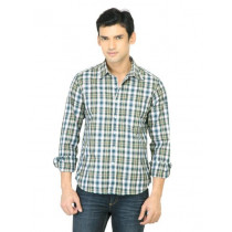 John Players Men Check Green Shirt