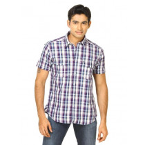 Scullers Men White Check Shirt