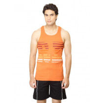 Facit Men Printed Orange Innerwear Vest