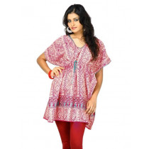 W Women V Neck Kaftan Sleeve Red Top