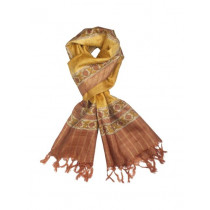 Fabindia Women Mughal Printed Mustard Stole