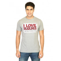 Probase Men Printed Grey Tshirts