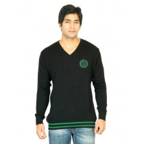 Indigo Nation Men Solid Black Sweaters