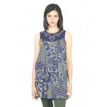 BIBA OUTLET Women Printed Navy Blue Kurti