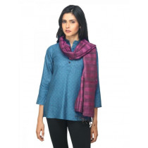 Fabindia Women Magenta Silk & Wool Ekko Stole