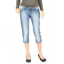 United Colors of Benetton Women Washed Blue Capris