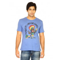 United Colors of Benetton Men Printed Blue Tshirts