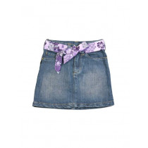 Doodle Girl Denim skirt with belt Blue Skirts