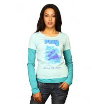 DUSG Women's Play Lady Organic Blue T-shirt
