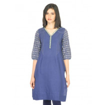 W Women Solid Navy Blue Kurta