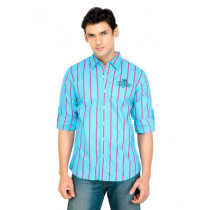 Spykar Men Striped Blue Shirt