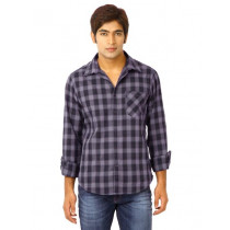 United Colors of Benetton Men Checks Purple Shirts