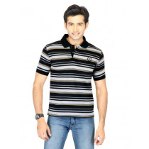 Classic Polo Men Stripes Black Tshirts