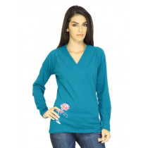 Urban Yoga Women Solid Turquoise Blue Tops
