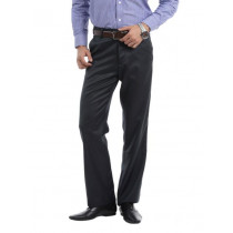 Mark Taylor Men Charcoal Black Striped Trousers