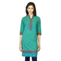 Mother Earth Women Printed Green Kurta
