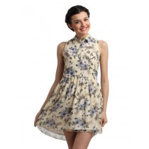 Femella Women Cream Printed Dress