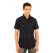 United Colors of Benetton Men Solid Black Shirts