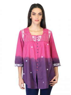BIBA OUTLET Women Dyed Pink Kurti