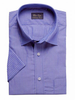 Reid & Taylor Men Stripes Blue Shirts