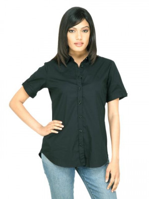 United Colors of Benetton Women Solid Black Shirt