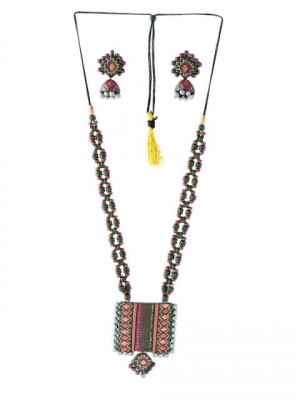 Adrika Green Teracotta  Jewellery Set