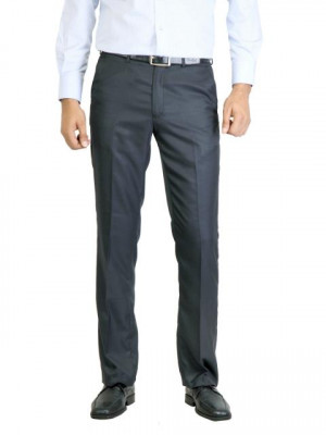 Peter England Men Stripes Navy Blue Trouser