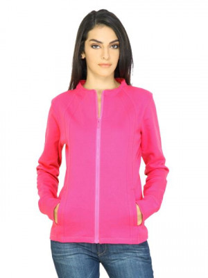 Urban Yoga Women Solid Pink Sweatshirts