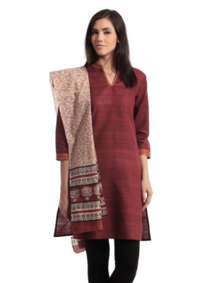 Fabindia Women Printed Rust Stole