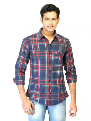 United Colors of Benetton Men Check Blue Shirts