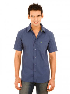 United Colors of Benetton Men Summer Navy Blue Shirt