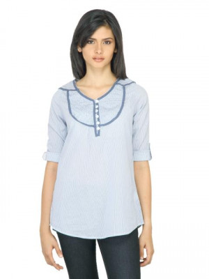 Wrangler Women Lace Blue Top