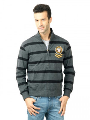 U.S. Polo Assn. Men Striped Grey Sweaters