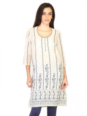 W Women Printed Cream Kurtas