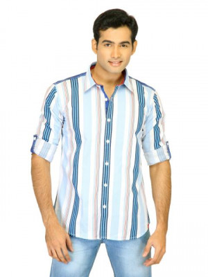 Probase Men Stripes White Shirts