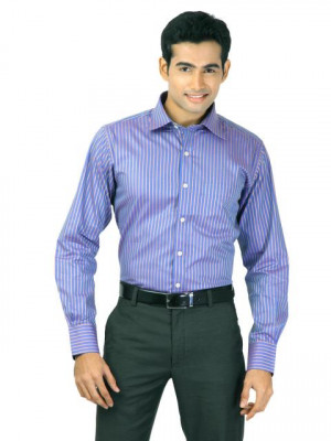 Genesis Men Stripes Blue Shirts