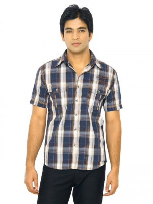 Wrangler Men Wander Wheels Navy Blue Shirts