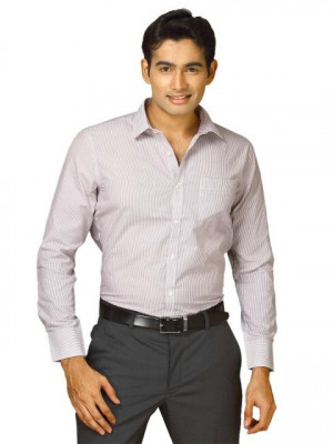 John Miller Men white brown stripe White Shirts