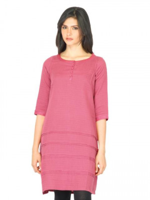 W Women Solid Pink Kurta