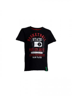 Gini and Jony Boys Black Printed T-shirt