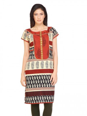 Mother Earth Women Printed Black Kurtas