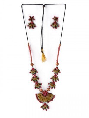 Adrika Multi Coloured Teracotta  Jewellery Set