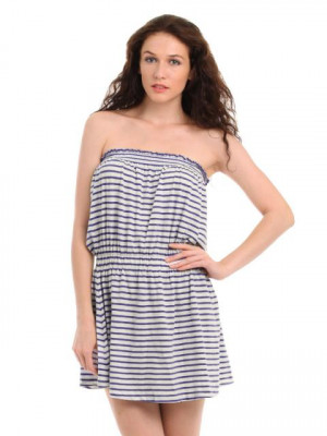 French Connection Women White & Blue  Striped Dress