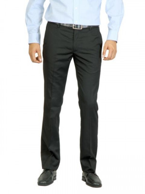 Arrow Men Black Flat Front Trousers