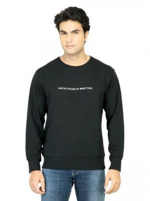 United Colors of Benetton Men Solid Black SweatShirt
